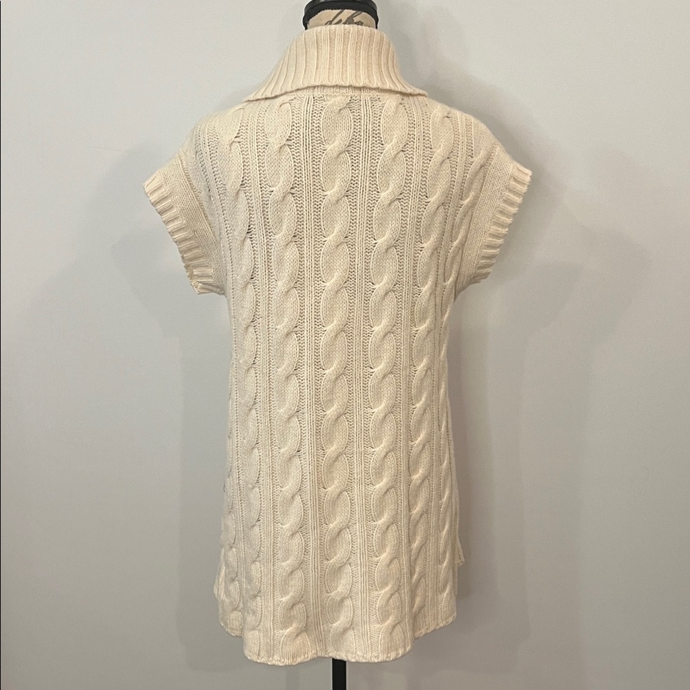 Eddie Bauer merino wool blend cable knit shawl collar cardigan sweater cream L - Picture 2 of 8